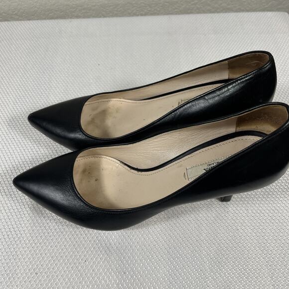 Prada Black Leather Pointed Toe Platform Pumps Size 37.5 US 7 - Picture 7 of 13